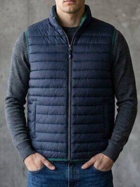 Izod Men's Puffer Vest Jacket Blue Insulated Wind Resistant Pockets Size XL NEW
